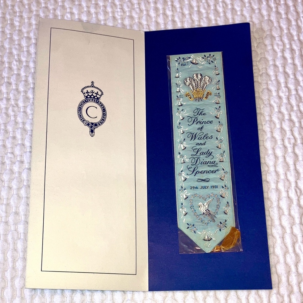 Vintage commemorative book mark, the Marriage of Prince Charles & Lady Diana